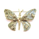 Glitter Gold and Green Butterfly Brooch